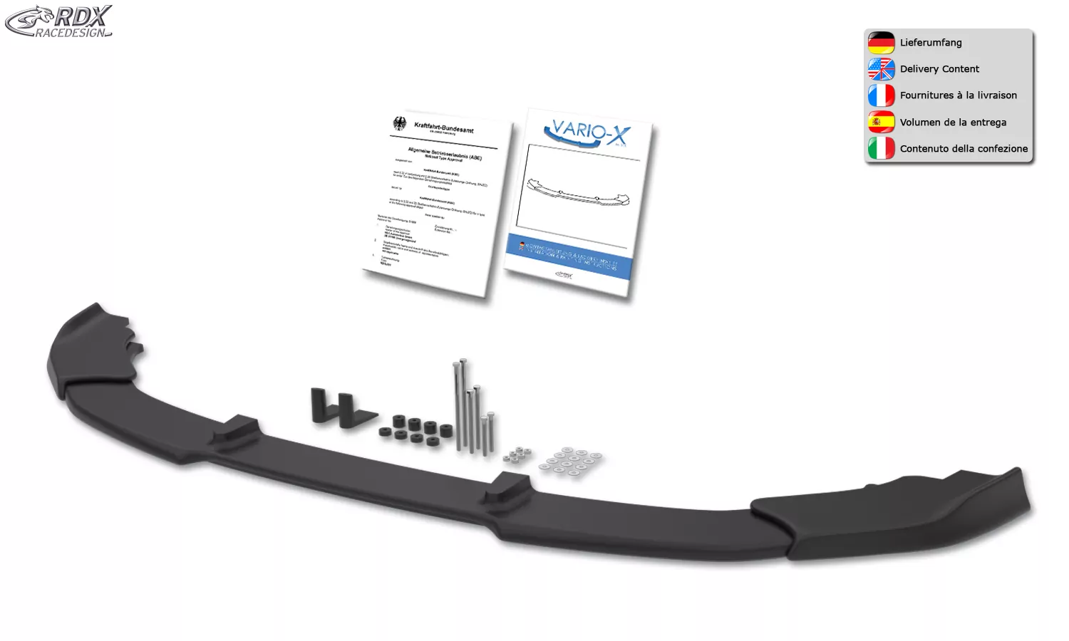 RDX Frontspoiler VARIO-X für BMW X3 (G01) & für BMW X4 (G02) für M-Sport & M-Aerodynamik-Paket Frontlippe Front Ansatz Vorne Spoilerlippe