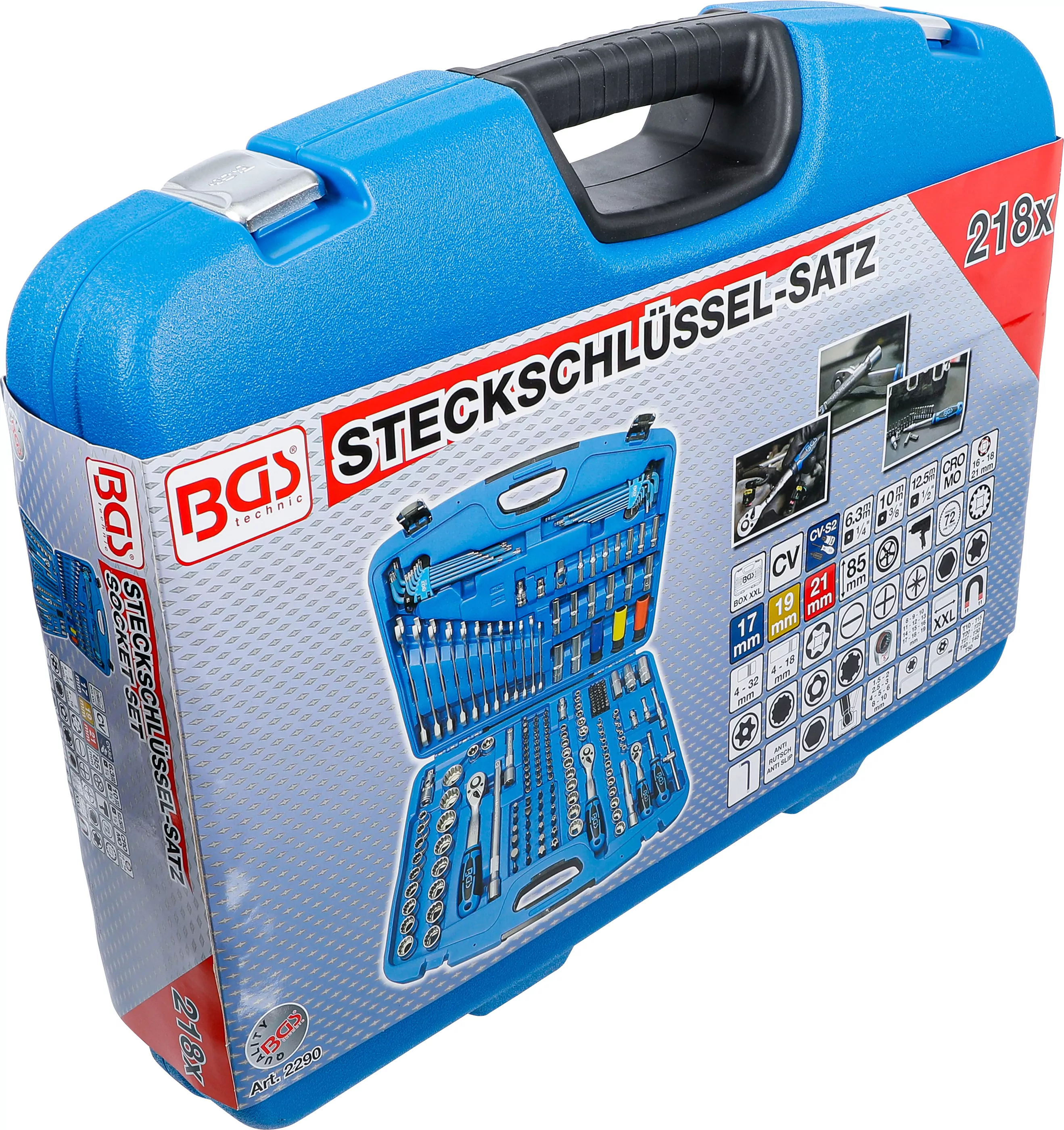 Steckschlüssel-Satz "Gear Lock" | Antrieb 6,3 mm (1/4") / 10 mm (3/8") / 12,5 mm (1/2") | 218-tlg.