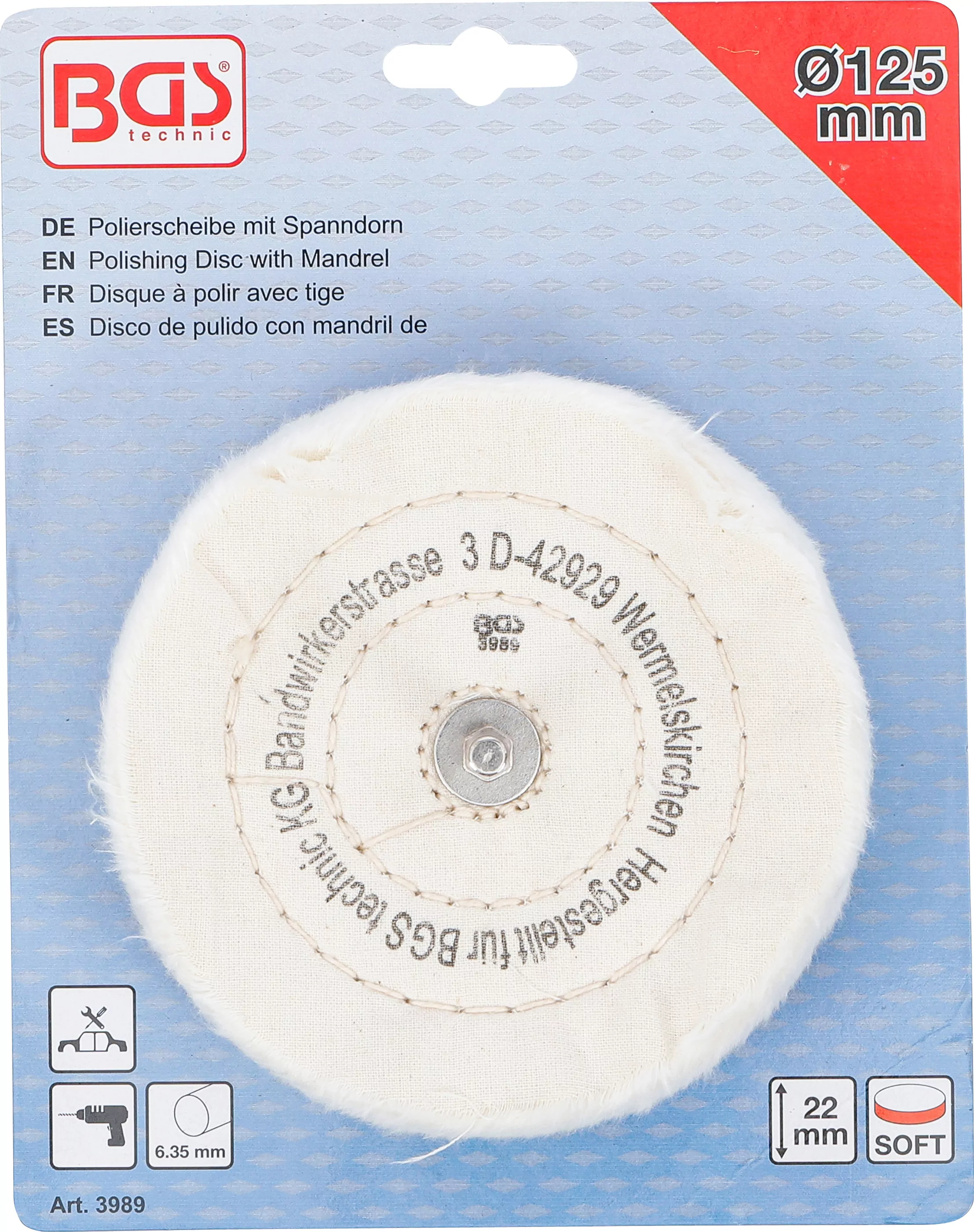 Polierscheibe mit Spanndorn | 6 mm