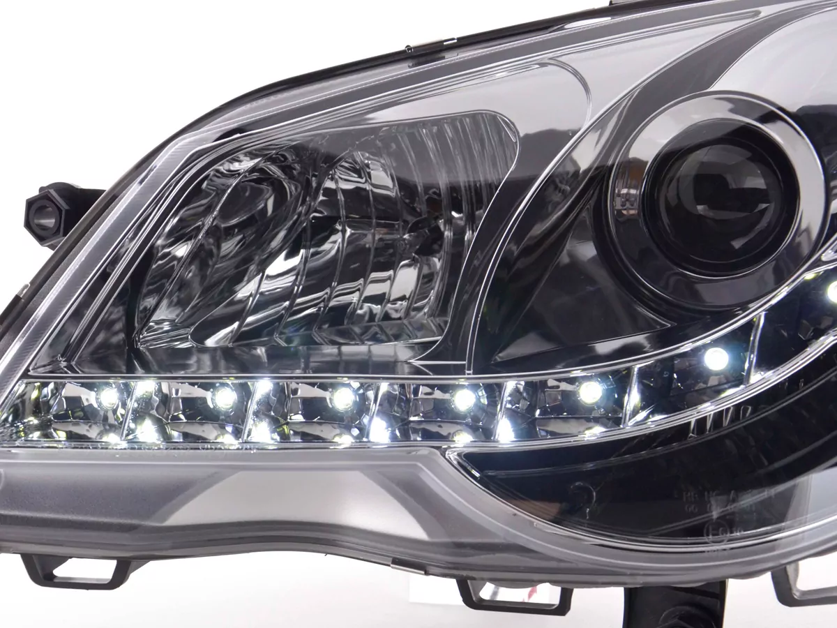 Scheinwerfer Set Daylight LED TFL-Optik VW Polo Typ 9N3  05-09 chrom