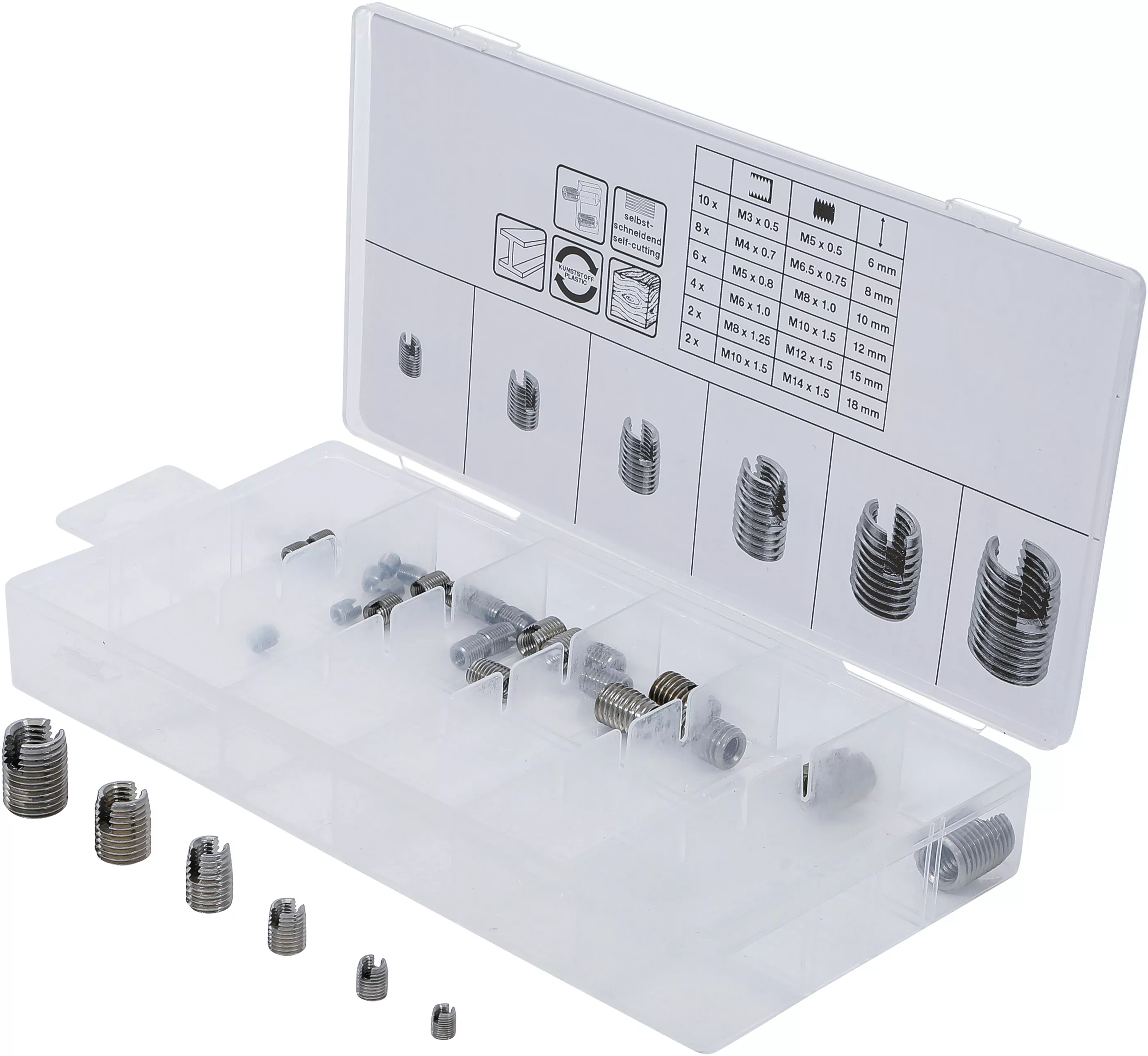Gewindeeinsätze-Sortiment | selbstschneidend | 32-tlg.