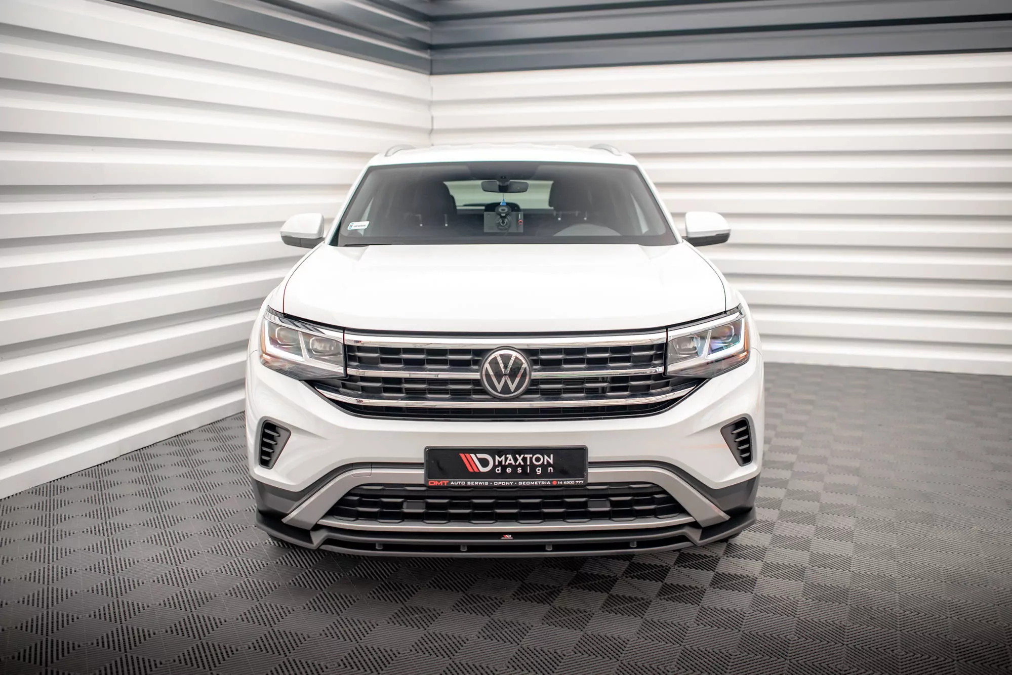 Front Ansatz V.2 Für Volkswagen Atlas Cross Sport Schwarz Hochglanz
