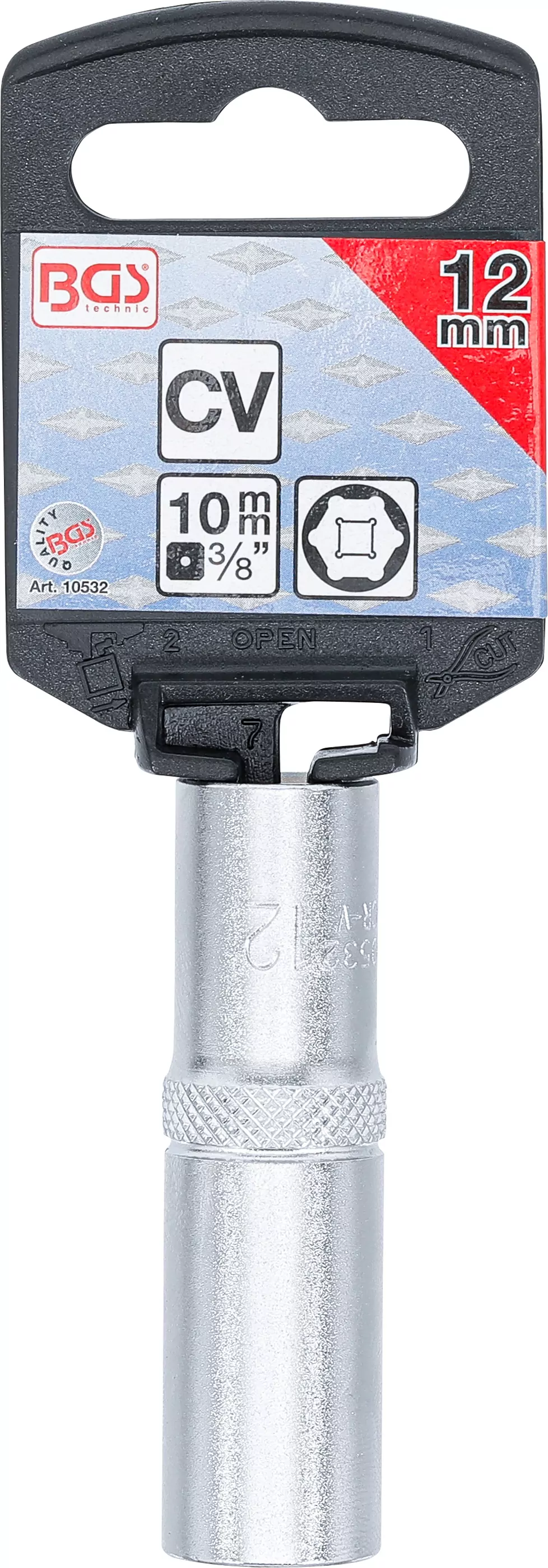 Steckschlüssel-Einsatz Sechskant, tief | Antrieb Innenvierkant 10 mm (3/8") | SW 12 mm