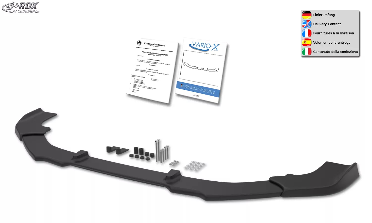 RDX Frontspoiler VARIO-X für AUDI TT (FV/8S) 2015-2018 (S-Line Frontstoßstange) Frontlippe Front Ansatz Vorne Spoilerlippe