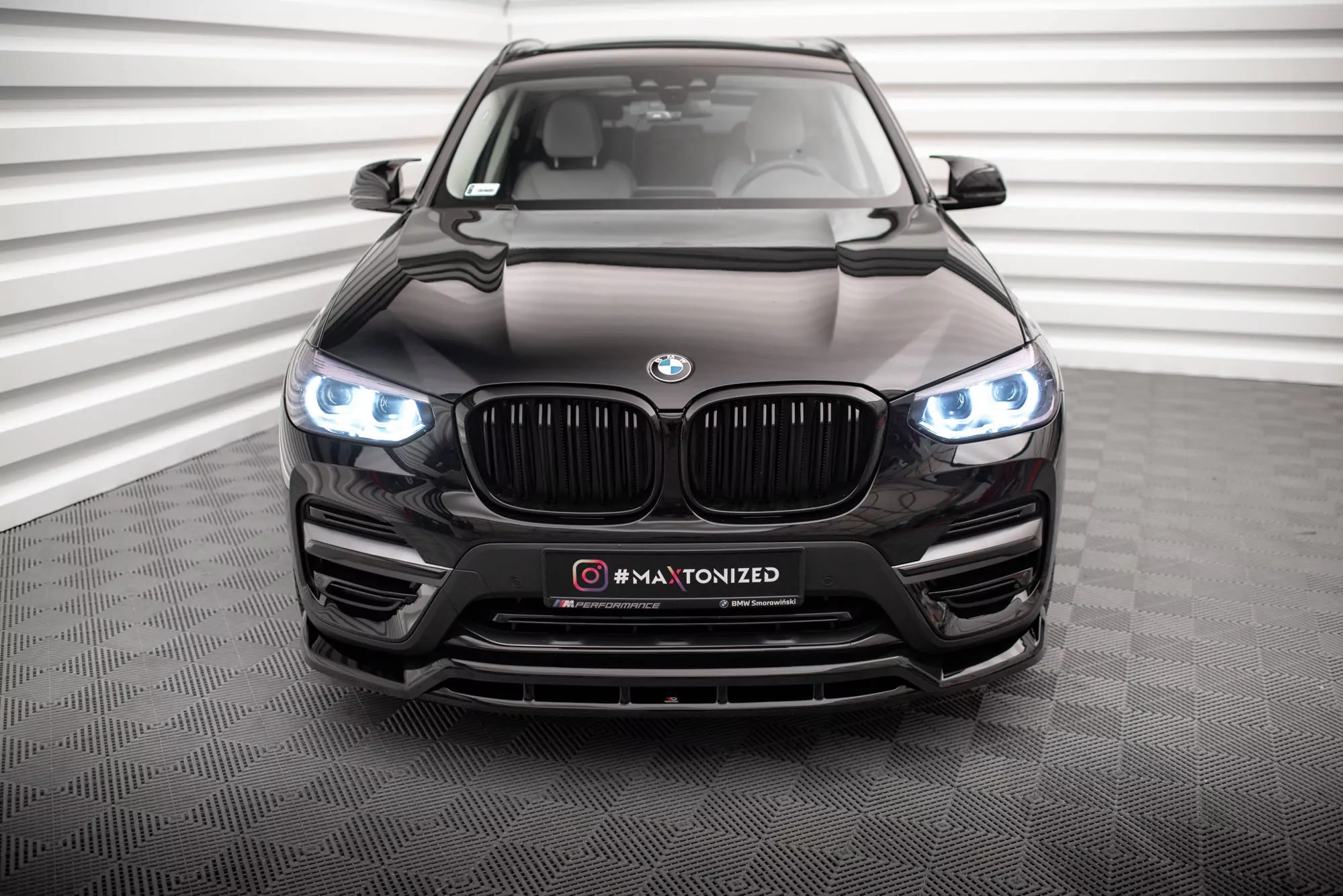 Front Ansatz Für BMW X3 G01 Schwarz Hochglanz