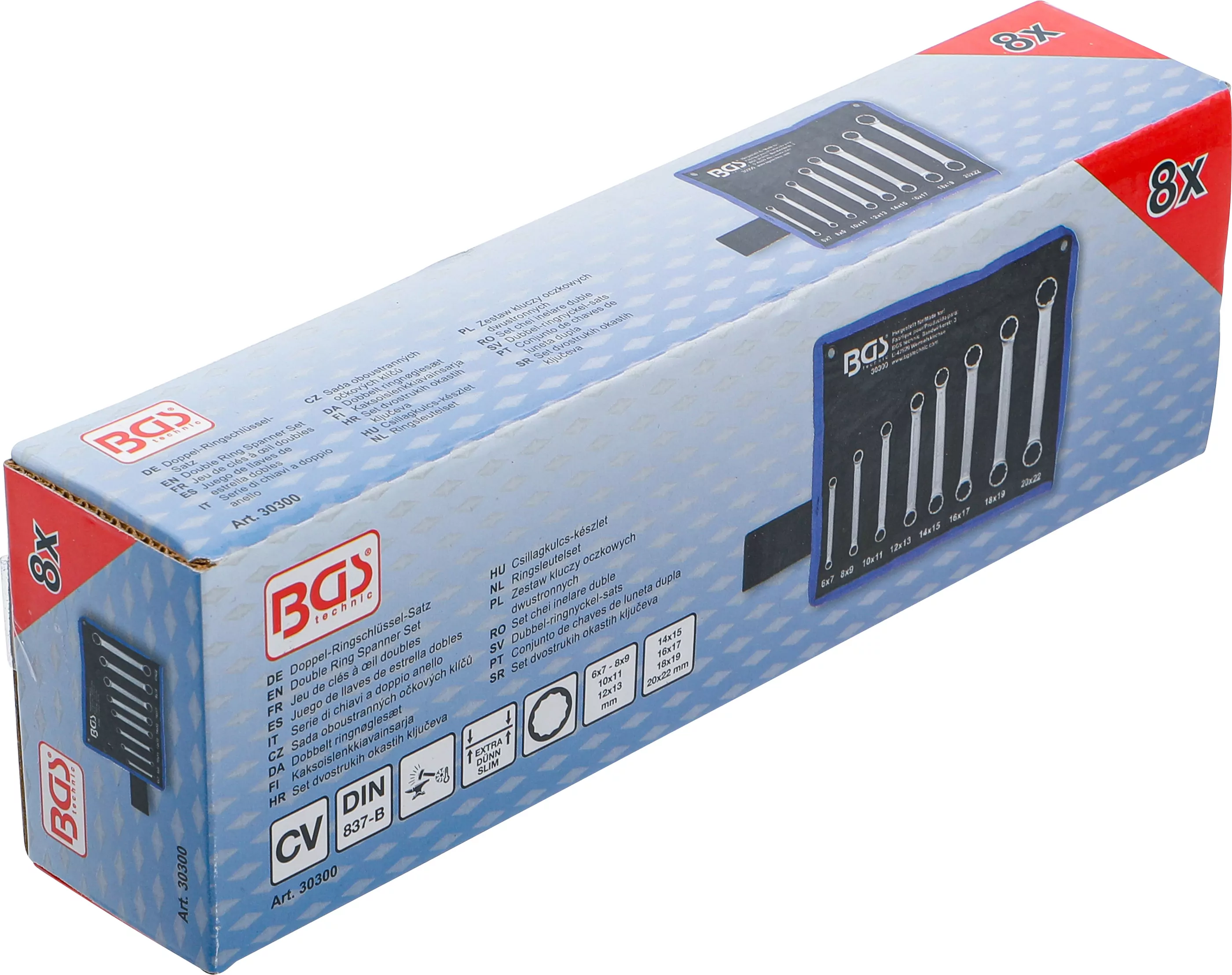 Doppel-Ringschlüssel-Satz | extra flach | SW 6 - 22 mm | 8-tlg.