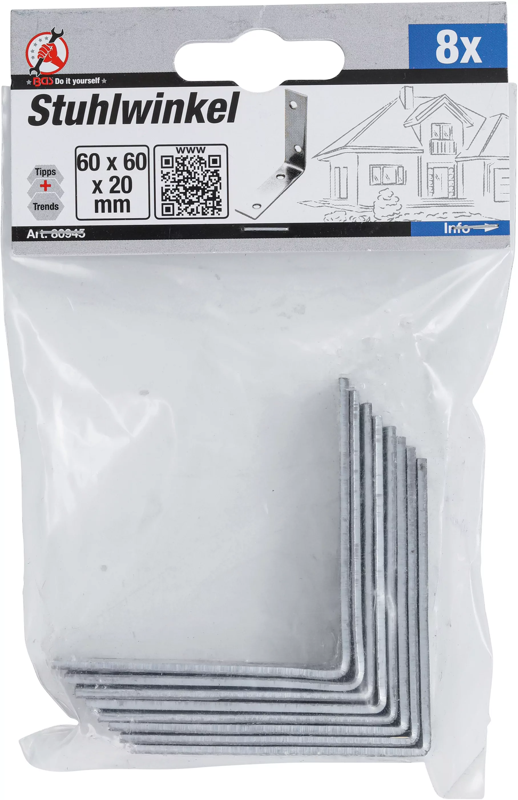 Stuhlwinkel | 60 x 60 x 20 mm | 8-tlg.