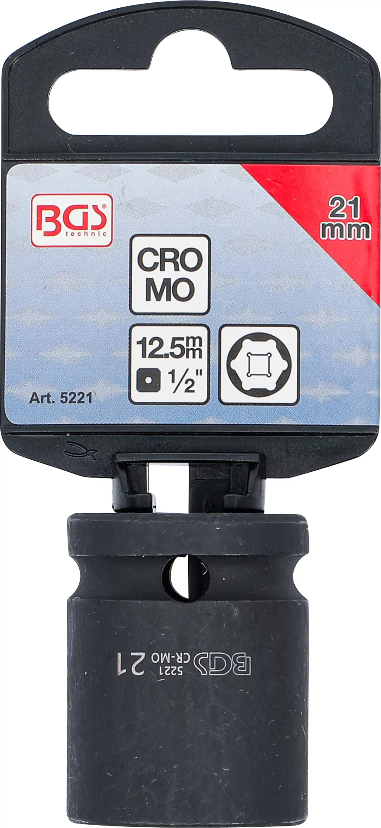 Kraft-Steckschlüssel-Einsatz Sechskant | Antrieb Innenvierkant 12,5 mm (1/2") | SW 21 mm