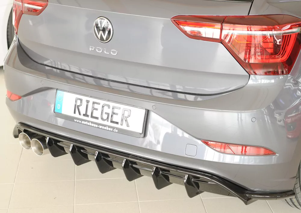 Rieger Heckeinsatz glanz schwarz für VW Polo (AW) GTI 5-tür. 06.17-05.21 (bis Facelift)