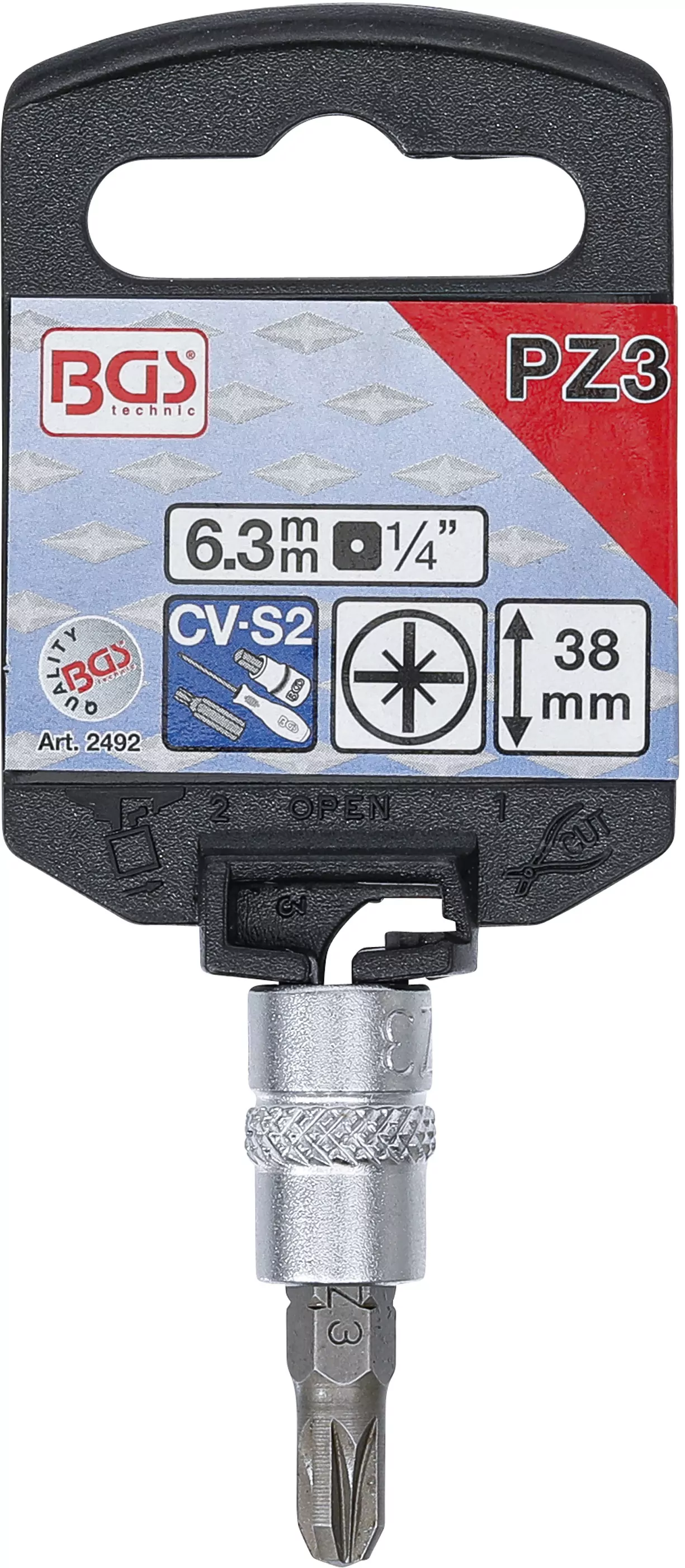 Bit-Einsatz | Antrieb Innenvierkant 6,3 mm (1/4") | Kreuzschlitz PZ3