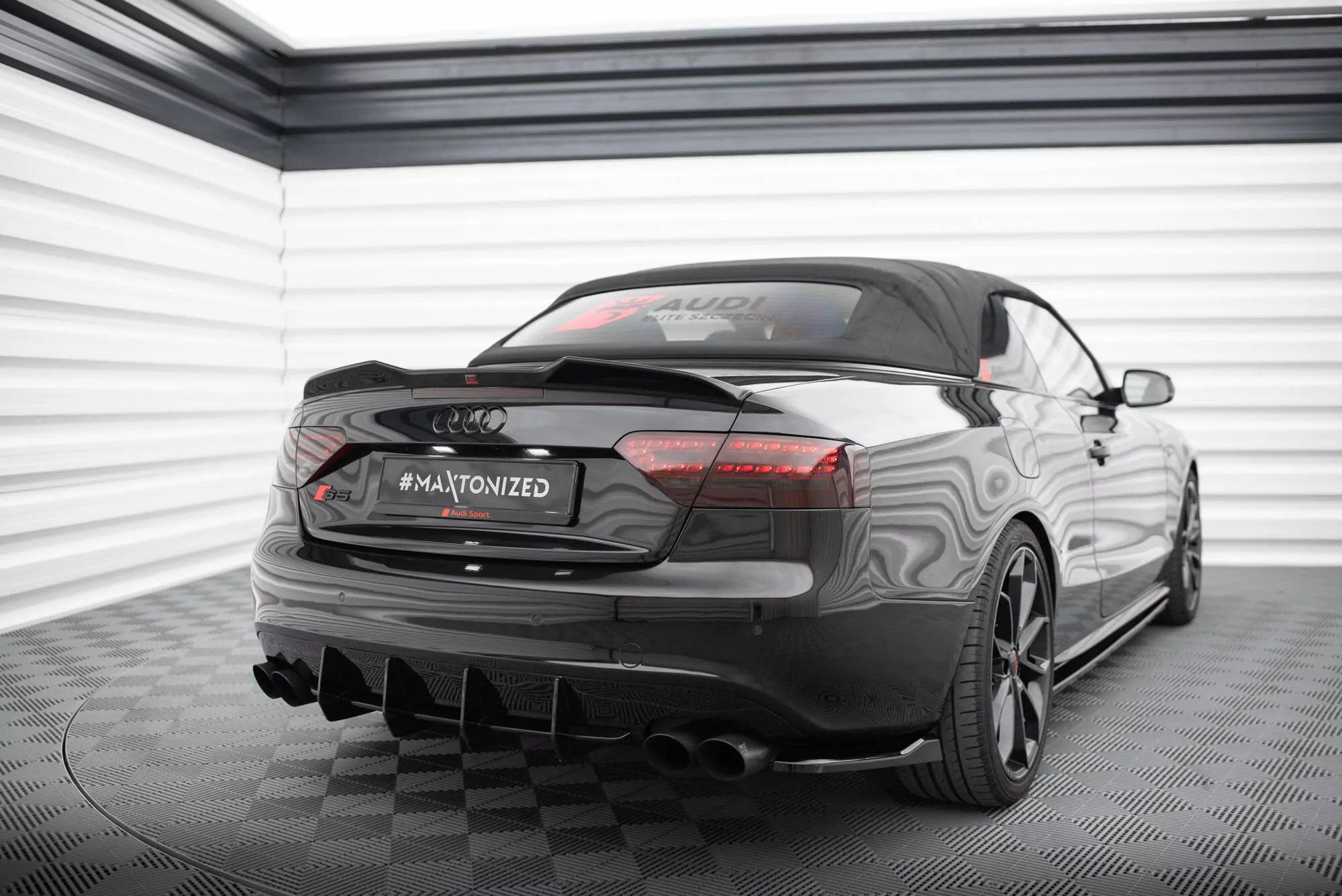 Spoiler CAP Für 3D Audi S5 / A5 S-Line Cabrio 8T Schwarz Hochglanz