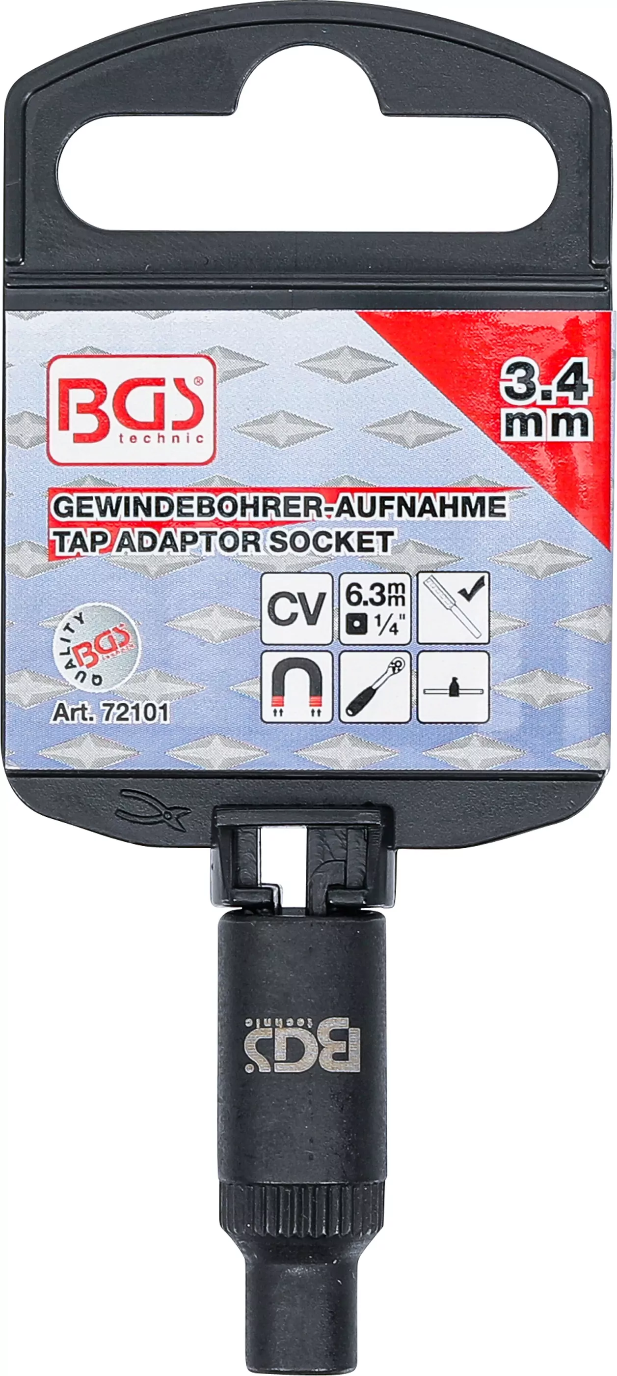 Gewindebohrer-Aufnahme-Steckschlüssel-Einsatz | 6,3 mm (1/4") | 3,4 mm