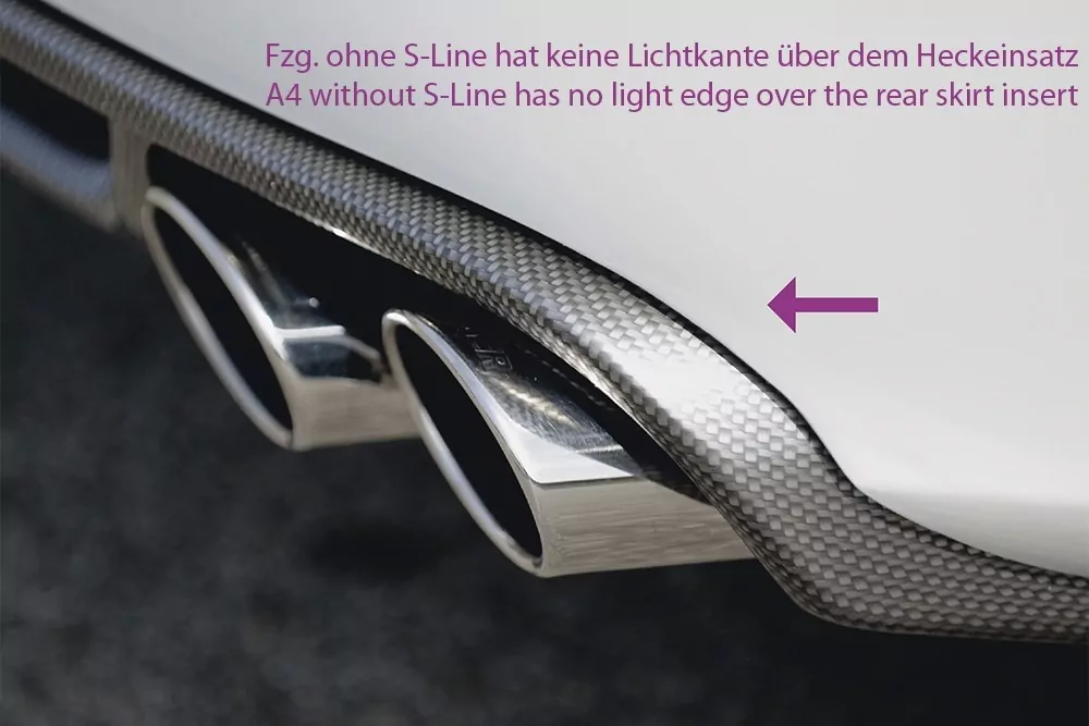 Rieger Heckeinsatz (GBL-55516) glanz schwarz für Audi A4 (B8/B81) Avant 11.07-12.11 (bis Facelift)