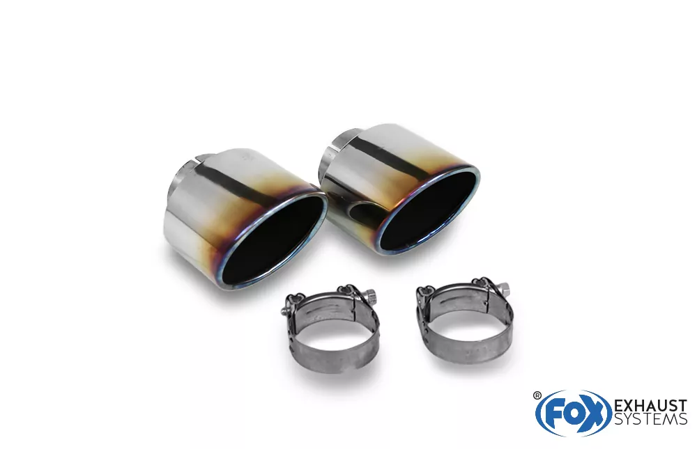 Hyundai i30N Performance + Fastback  Endrohre passend auf den originalen Endschalldämpfer - 129x106 Typ 32 rechts/links mit eingefärbten Rand