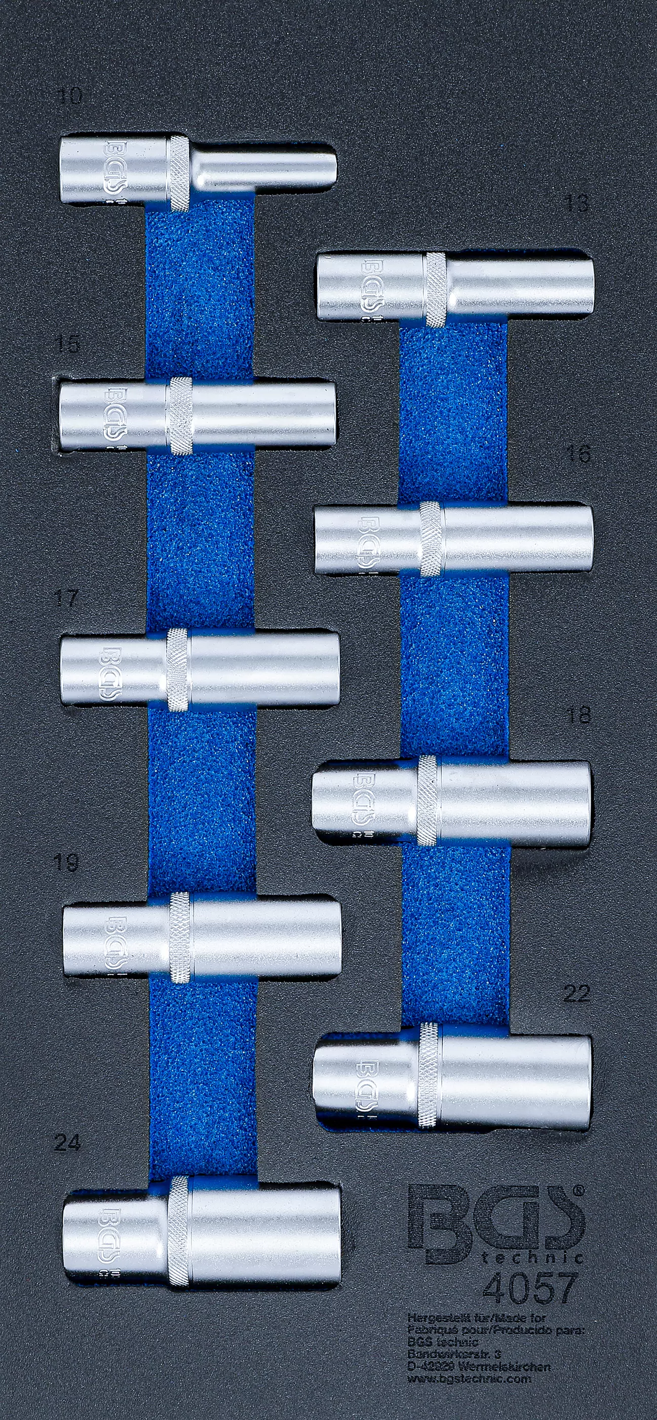 Werkstattwageneinlage 1/3: Steckschlüssel-Einsätze Sechskant | 12,5 mm (1/2") | 10-24 mm | tief | 9-tlg.