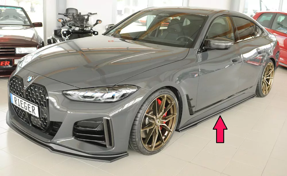 Rieger Seitenschweller links ansatz matt schwarz für BMW i4 M G26  (G4C) Gran Coupé (5-tür.) 11.21-