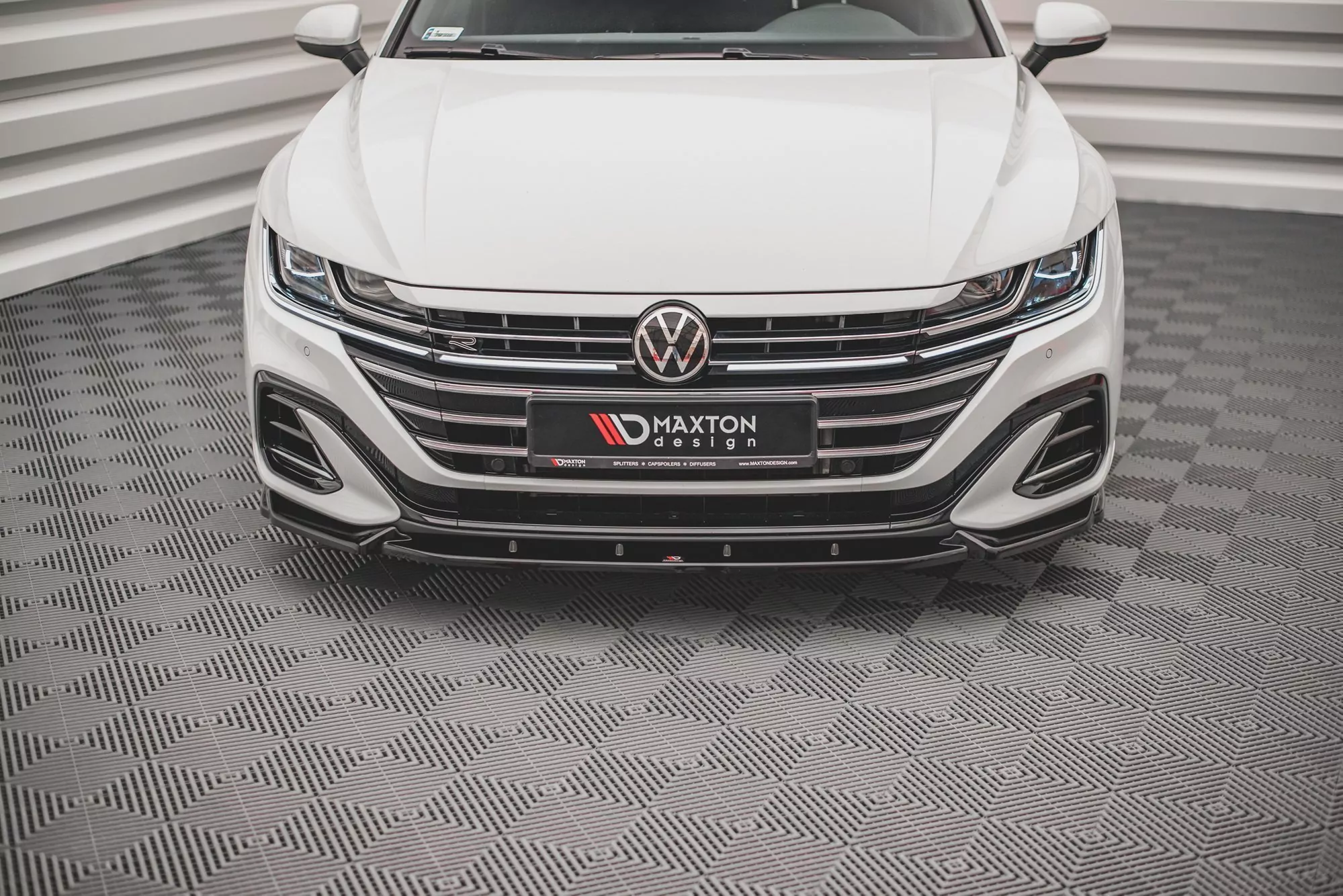 Front Ansatz V.1 Für Volkswagen Arteon R-Line Facelift Schwarz Hochglanz