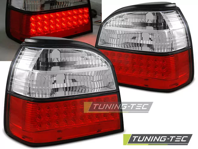Led Tail Lights Red White Fits Vw Golf 3 09.91-08.97