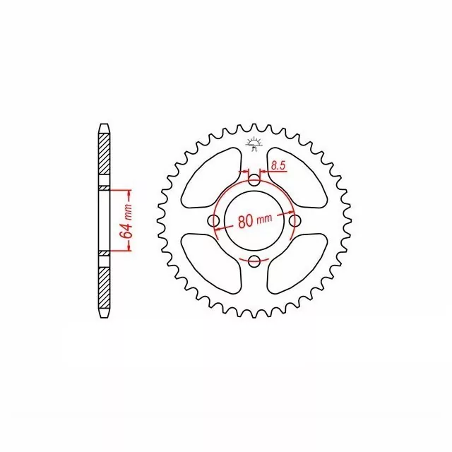 Kettenrad Stahl 52 Zähne Teilung 420