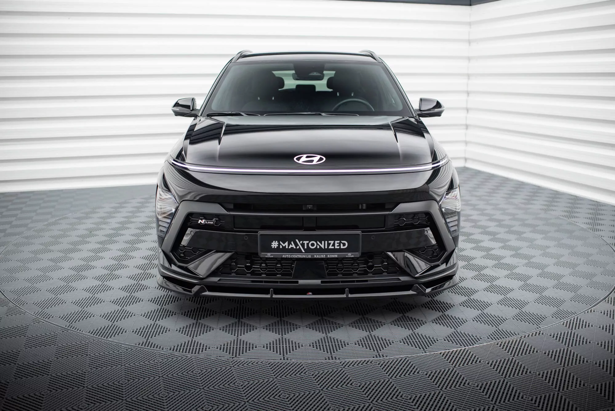 Front Ansatz Für Hyundai Kona N-Line Mk2 Schwarz Hochglanz