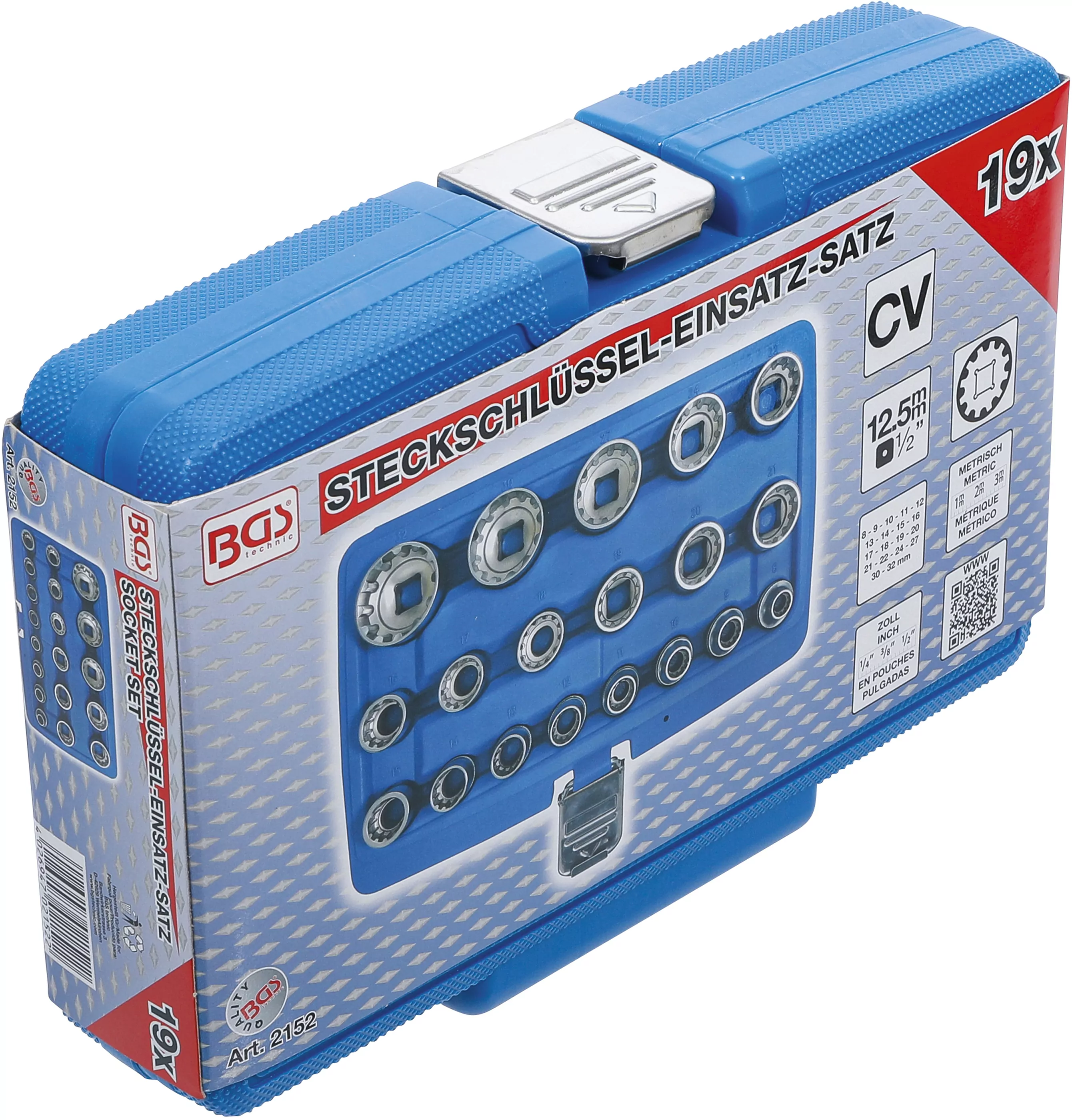 Steckschlüssel-Einsatz-Satz Gear Lock | Antrieb Innenvierkant 12,5 mm (1/2") | 19-tlg.