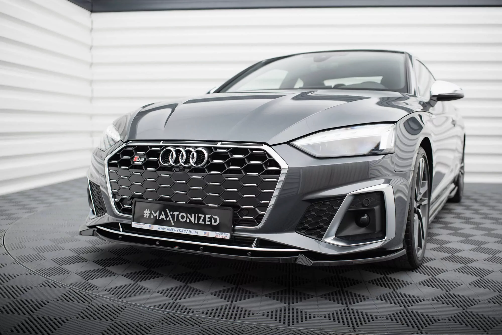 Front Ansatz V.2 Für Audi S5 / A5 S-Line F5 Facelift Schwarz Hochglanz
