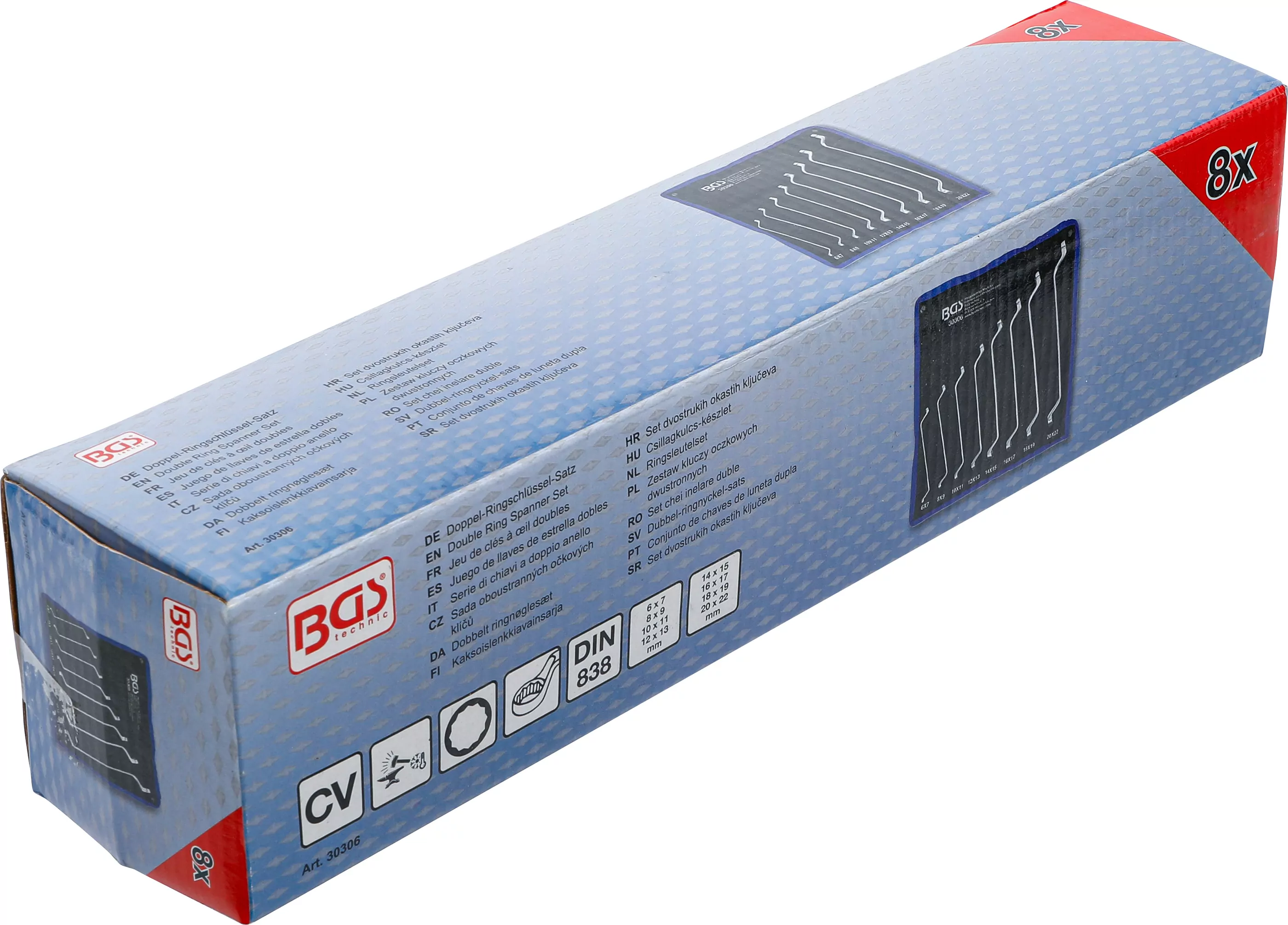 Doppel-Ringschlüssel-Satz | tief gekröpft | SW 6 x 7 - 20 x 22 mm | 8-tlg.