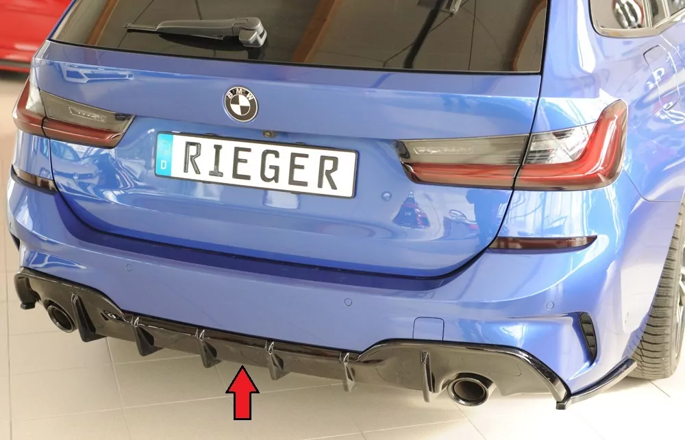 Rieger Heckeinsatz (für Fzg. mit AHK) glanz schwarz für BMW 3er G20  (G3L) Lim. 03.19-06.22 (bis Facelift)