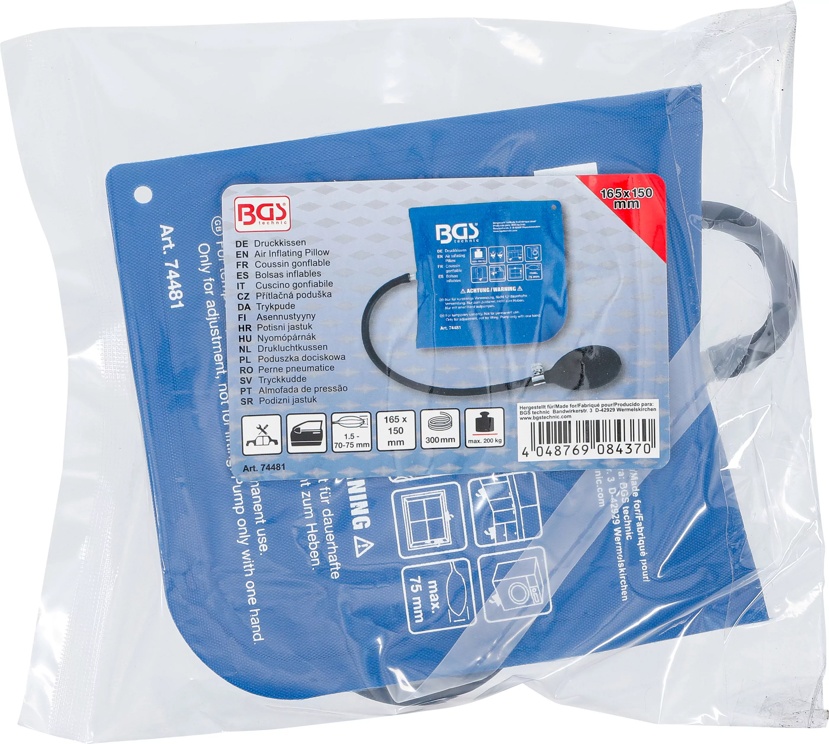 Druckkissen | mit Handpumpe | Quadrat | 165 x 150 mm