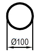 Uni-Schalldämpfer rund ohne Stutzen - Abwicklung 314  Ø 100mm, d1Ø 70mm, Länge: 250mm