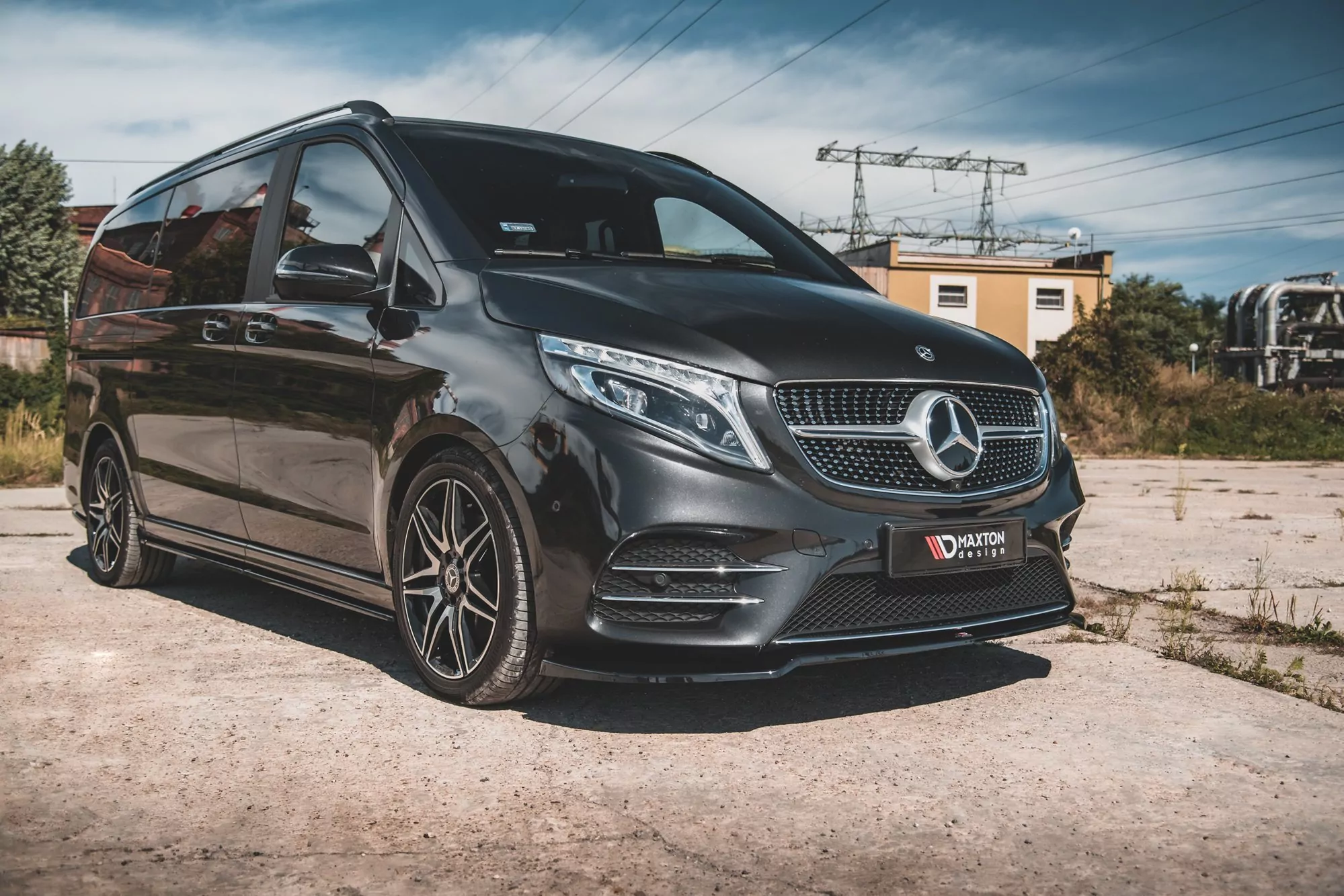 Front Ansatz V.4 Passend Für Mercedes-Benz V-Klasse AMG-Line W447 Facelift Schwarz Hochglanz