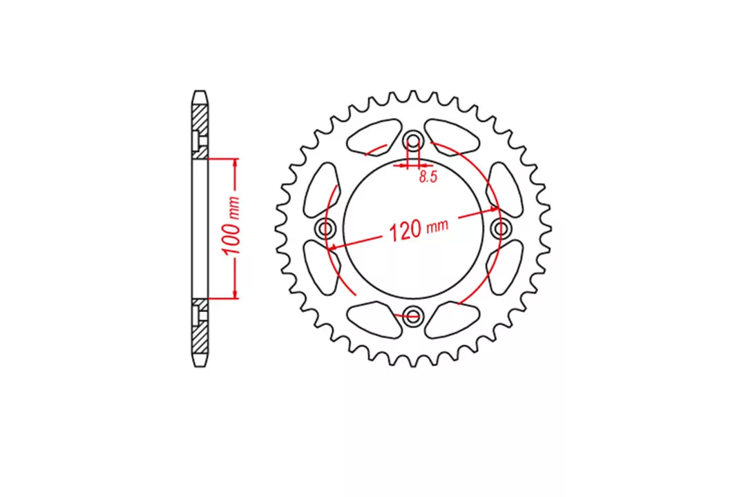 Kettenrad Stahl 51 Zähne Teilung 420