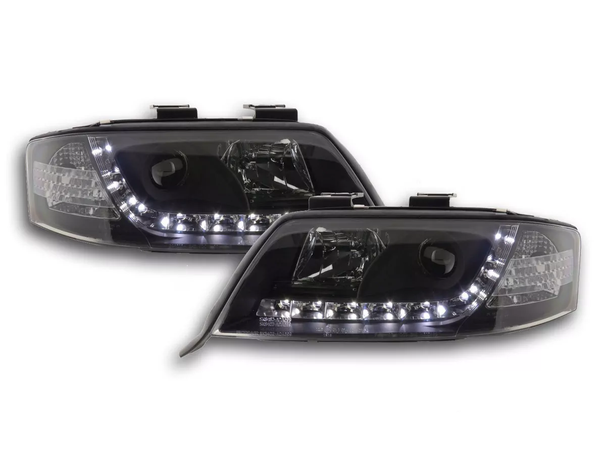 Scheinwerfer Set Daylight LED TFL-Optik Audi A6 Typ 4B Bj. 97-01 schwarz