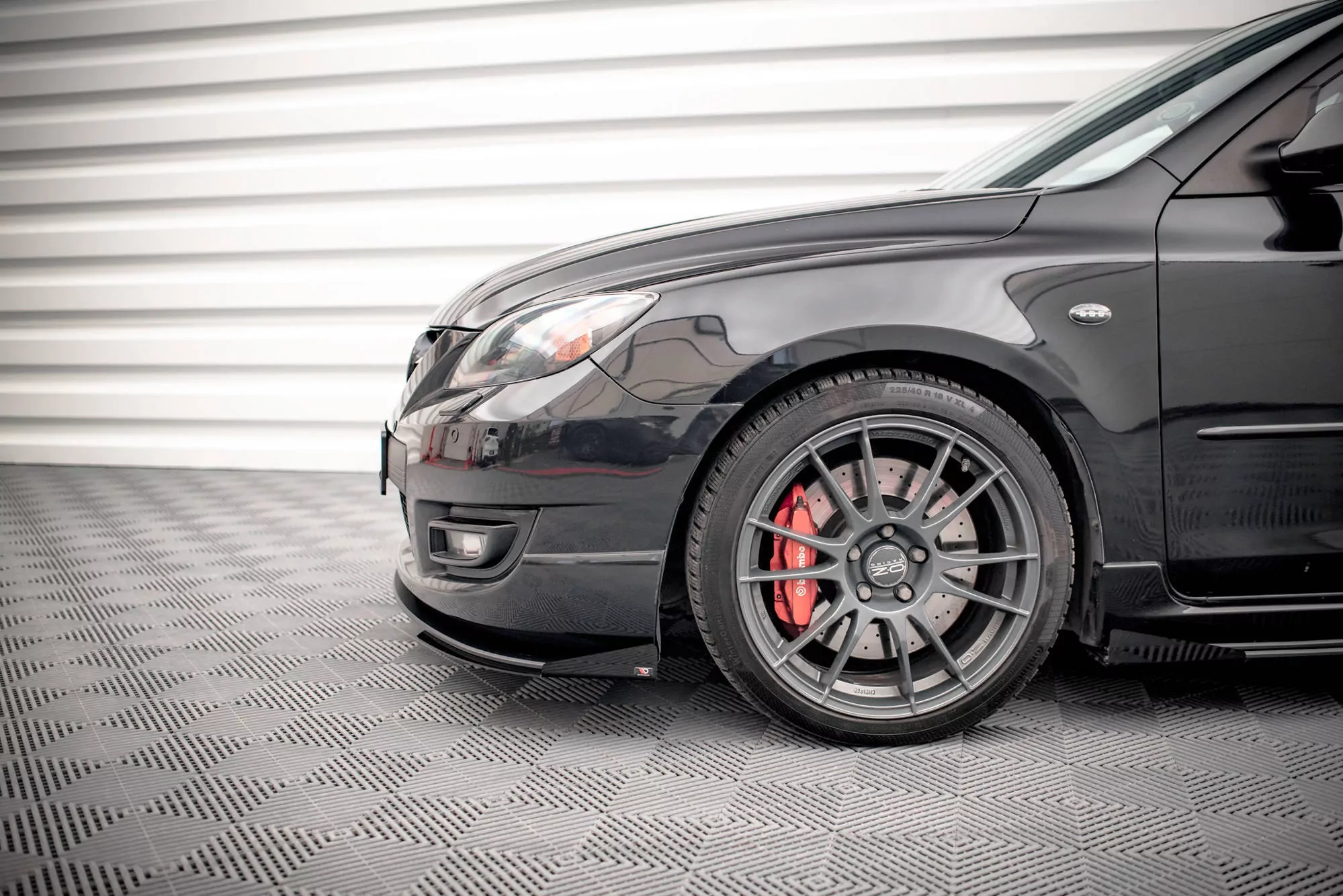 Front Stoßstange Flaps Für Mazda 3 MPS Mk1 Schwarz Hochglanz