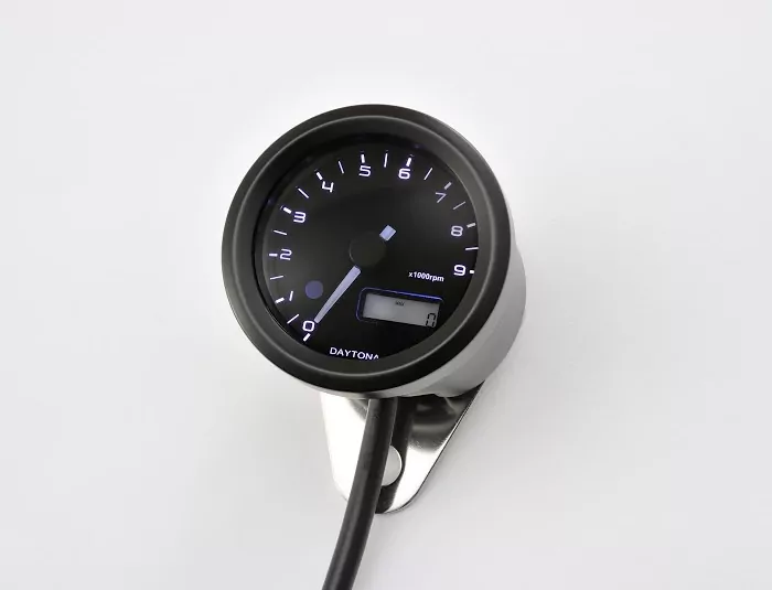 Daytona Digital-dzm, "velona", Schwarz, Ø 48mm, Bis 9.000 U/min, Volt 0-18v, Blau/orange/weiss