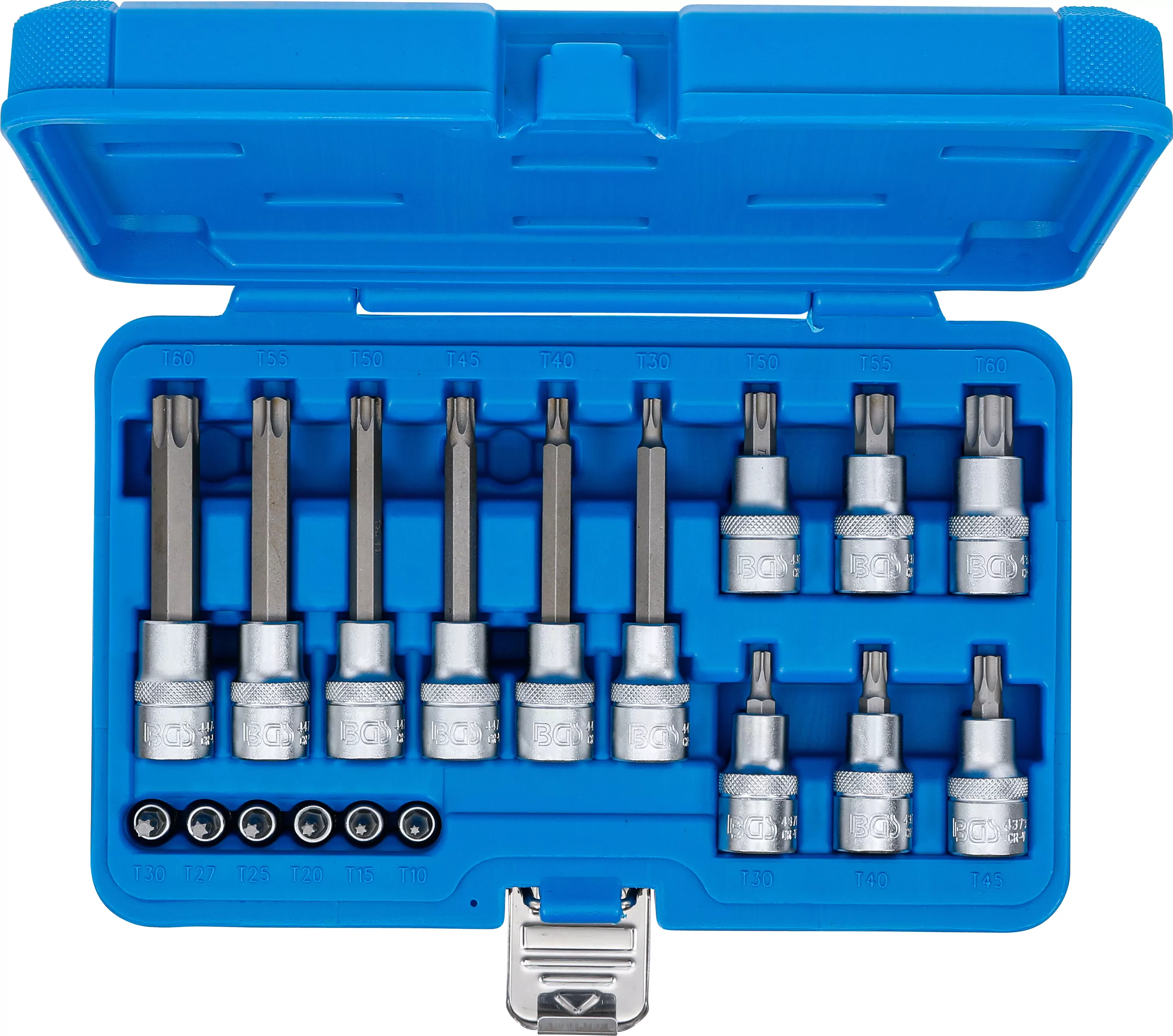 Bit-Einsatz-Satz | Antrieb Innenvierkant 6,3 mm (1/4") / 12,5 mm (1/2") | T-Profil (für Torx) | 18-tlg.