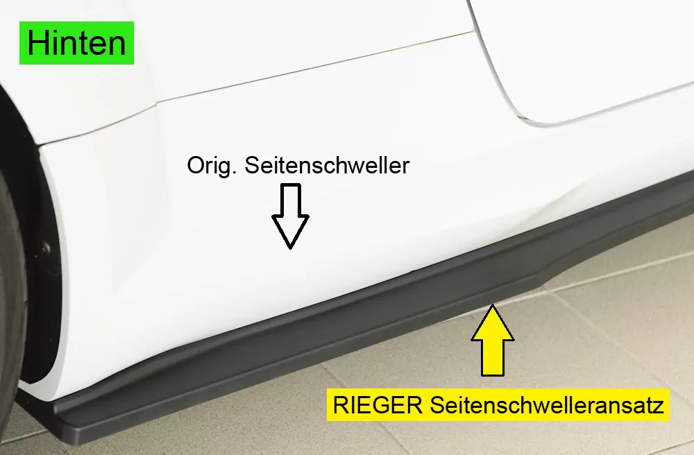 Rieger Seitenschweller rechts ansatz (ca. 19mm) matt schwarz für Audi TTS (8J-FV/8S) Roadster 07.14-08.18 (bis Facelift)