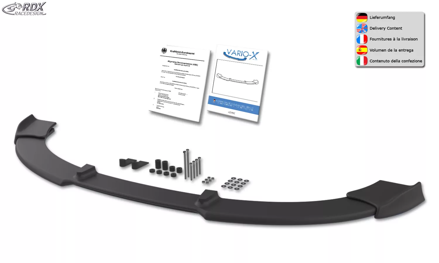 RDX Frontspoiler VARIO-X für SEAT Ibiza 6J, 6J SC & 6J ST -03/2012 (nicht FR, Cupra, Bocanegra) Frontlippe Front Ansatz Vorne Spoilerlippe