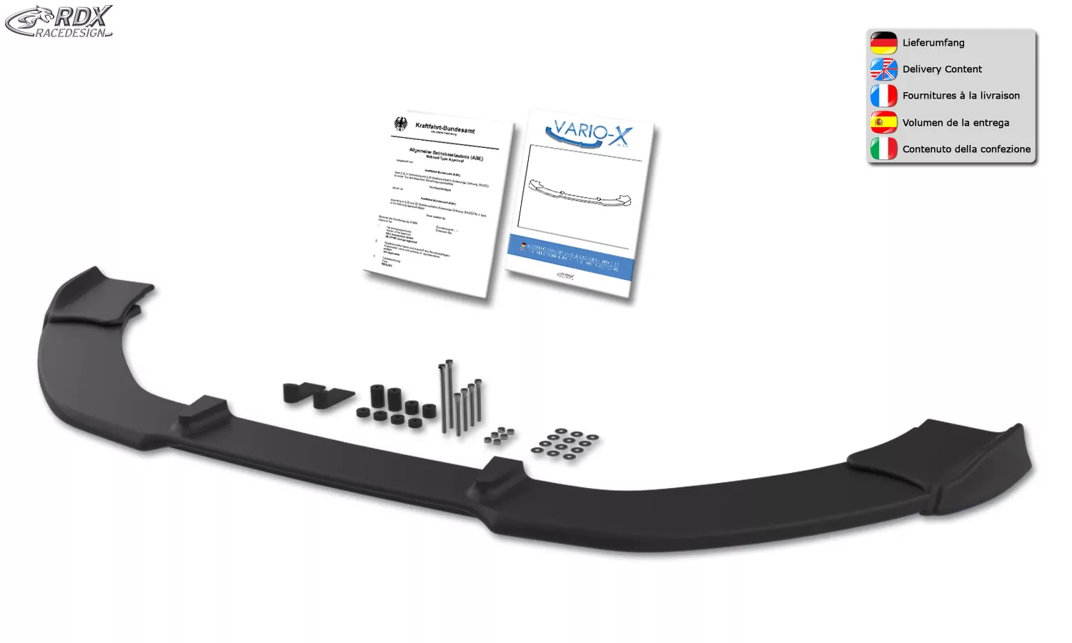 RDX Frontspoiler VARIO-X für SKODA Fabia 3 (5J/NJ) 2014-2019 Frontlippe Front Ansatz Vorne Spoilerlippe