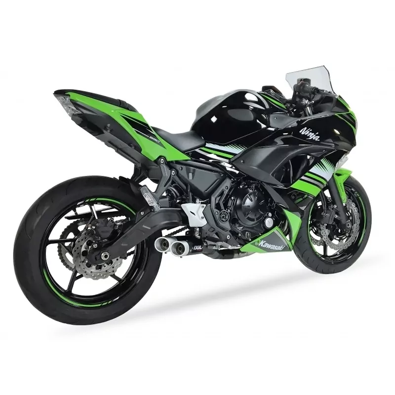 IXIL Hyperlow Full Exhaust System Stainless Steel Black / Aluminium Polished - Kawasaki Z650/Ninja 650 - XK7353XB