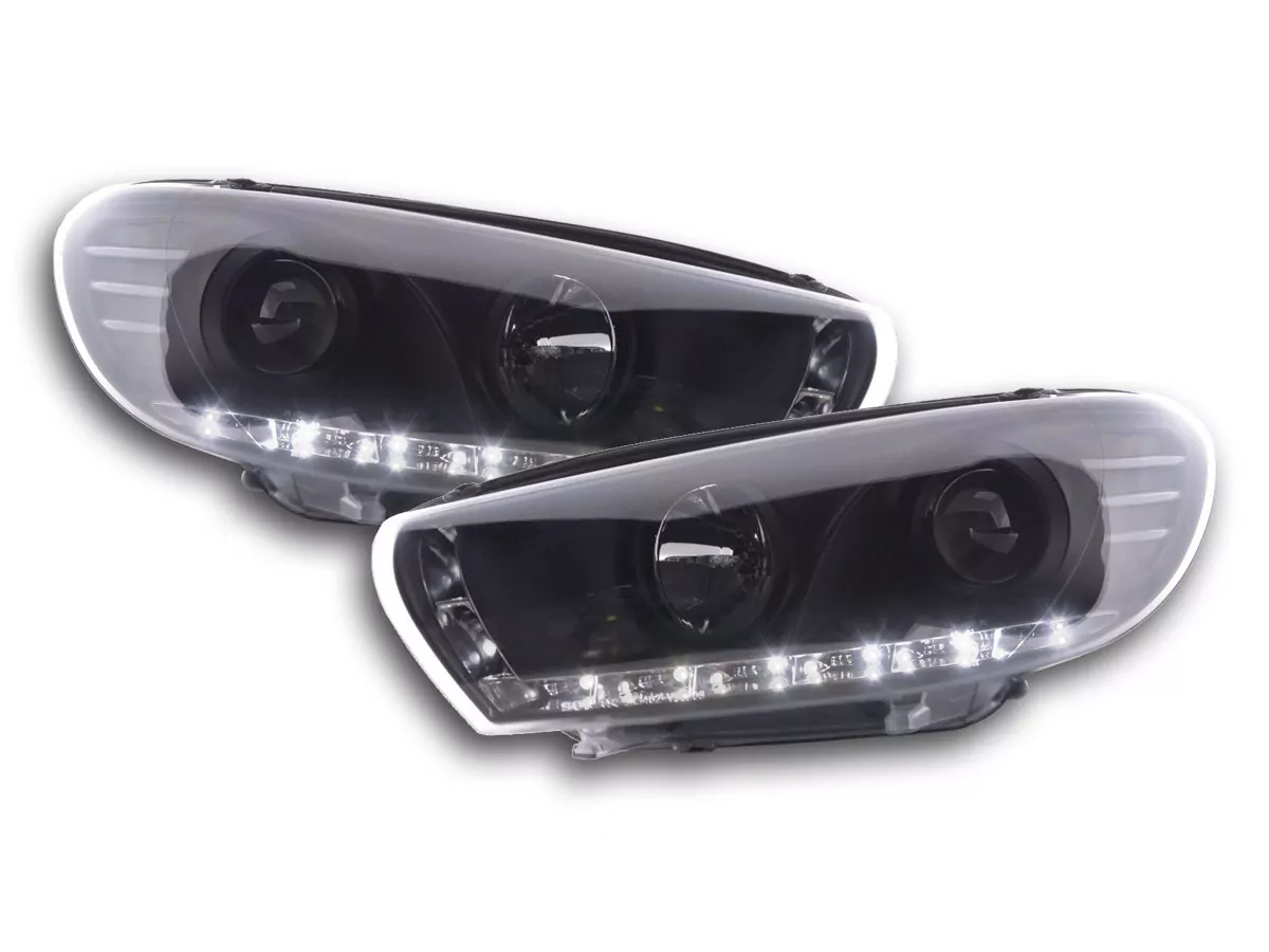 Scheinwerfer Set Daylight LED TFL-Optik VW Scirocco 3 Typ 13 Bj. 08- schwarz