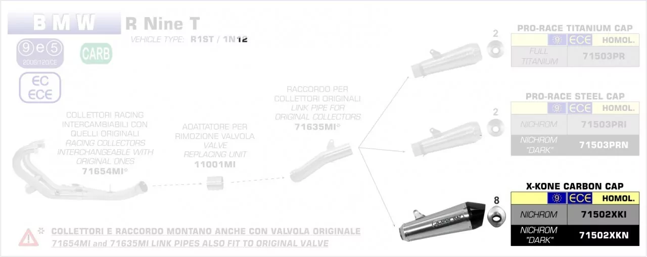 Arrow X-Kone Edelstah Schwarz BMW R Nine T ´14-19/Scrambler ´16-19
