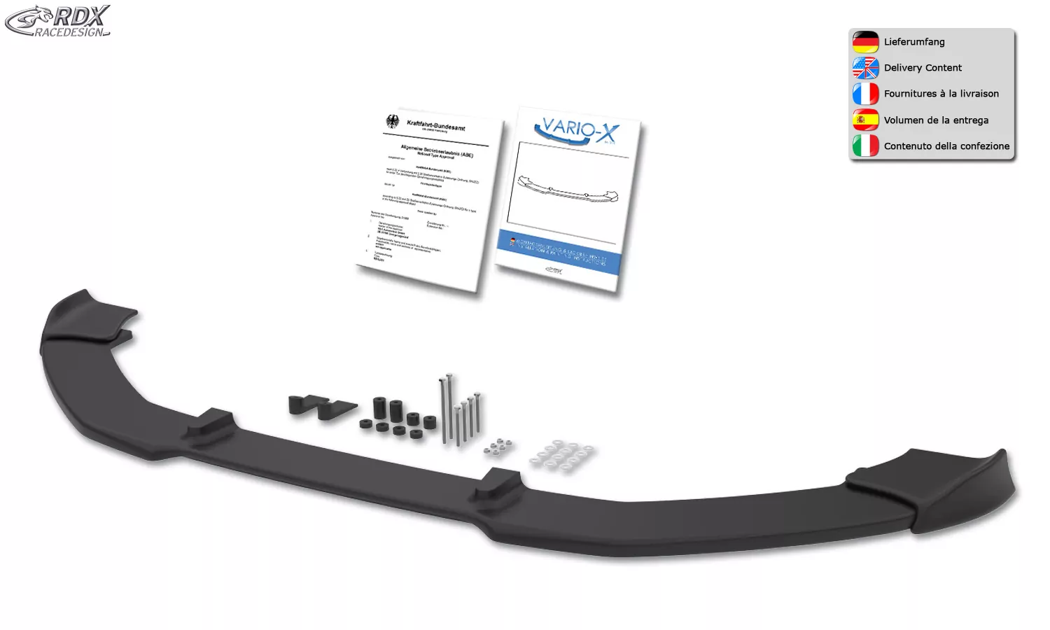 RDX Frontspoiler VARIO-X für AUDI A1 8X & A1 8XA Sportback S-Line (-01/2015) Frontlippe Front Ansatz Vorne Spoilerlippe