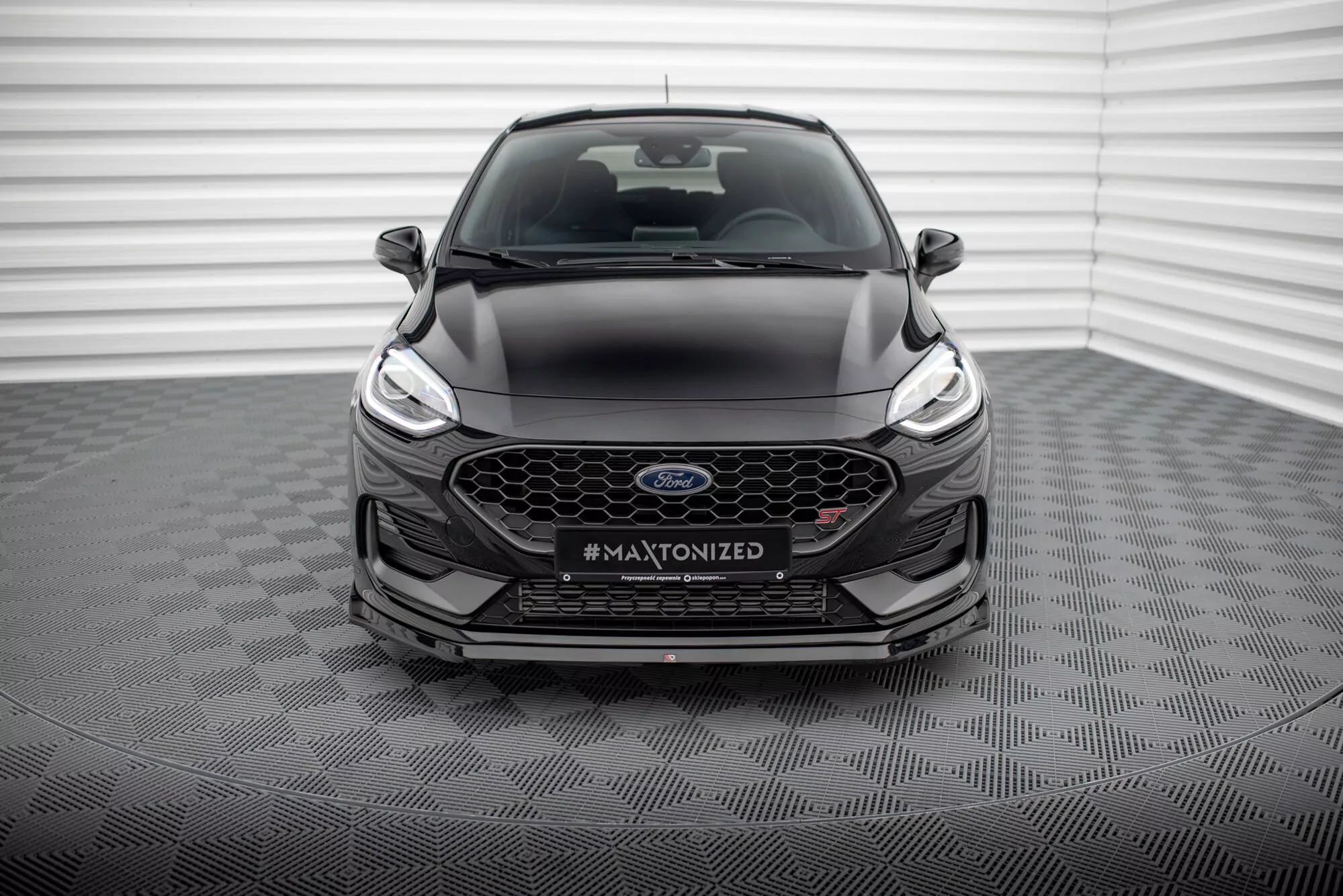 Front Ansatz V.3 Für Ford Fiesta ST / ST-Line Mk8 Facelift Schwarz Hochglanz