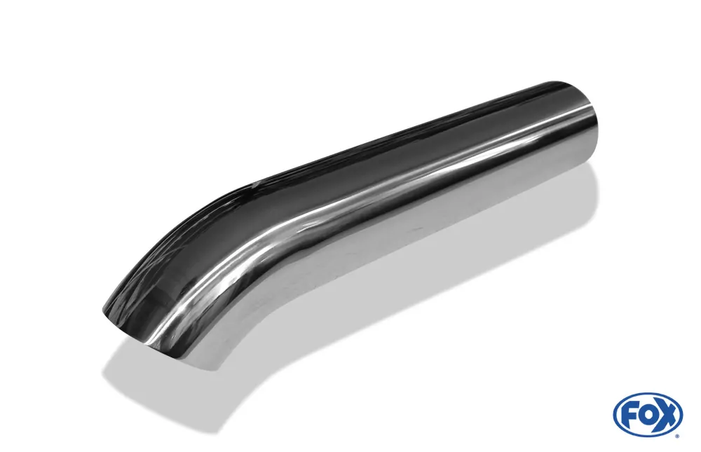 Anschweißendrohr Typ 28  Ø 76mm / Länge: 250 mm / uneingerollt / 45° nach unten gebogen