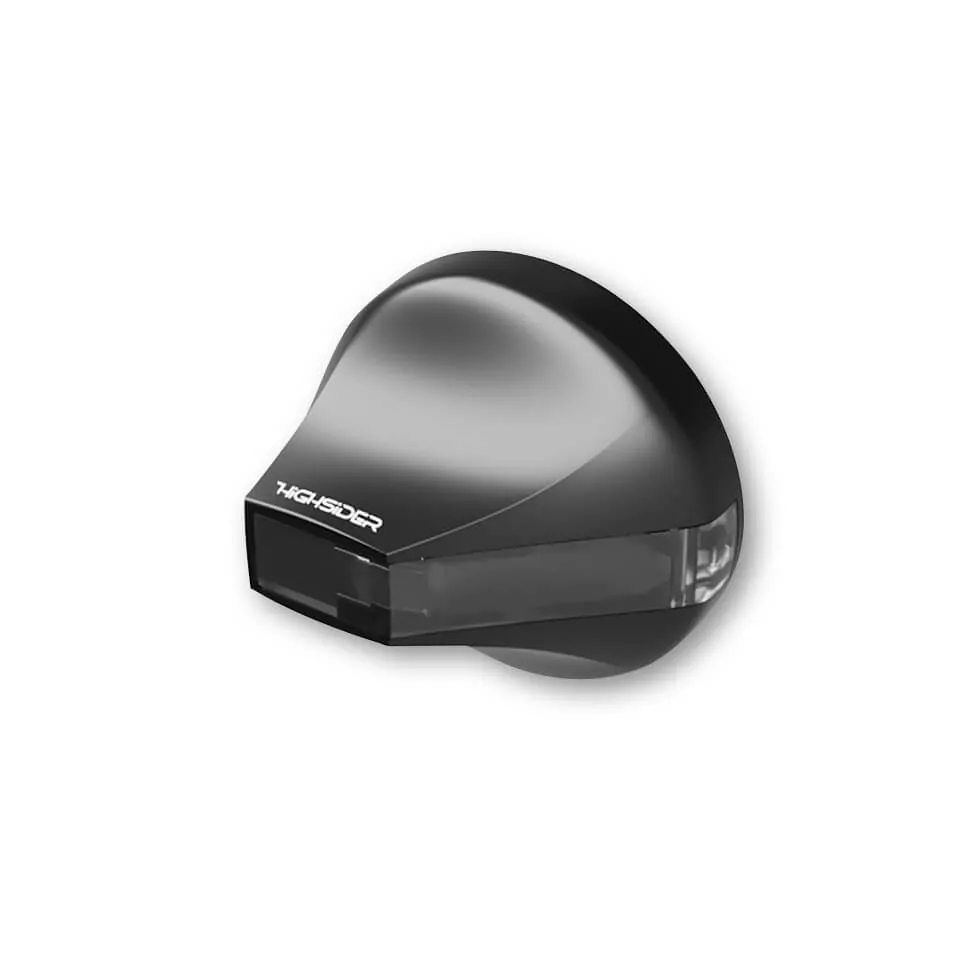 HIGHSIDER Pro Flight LED Lenkerendenblinker Gehäuse Schwarz / Linse Rauchgrau (Paar), Vorn