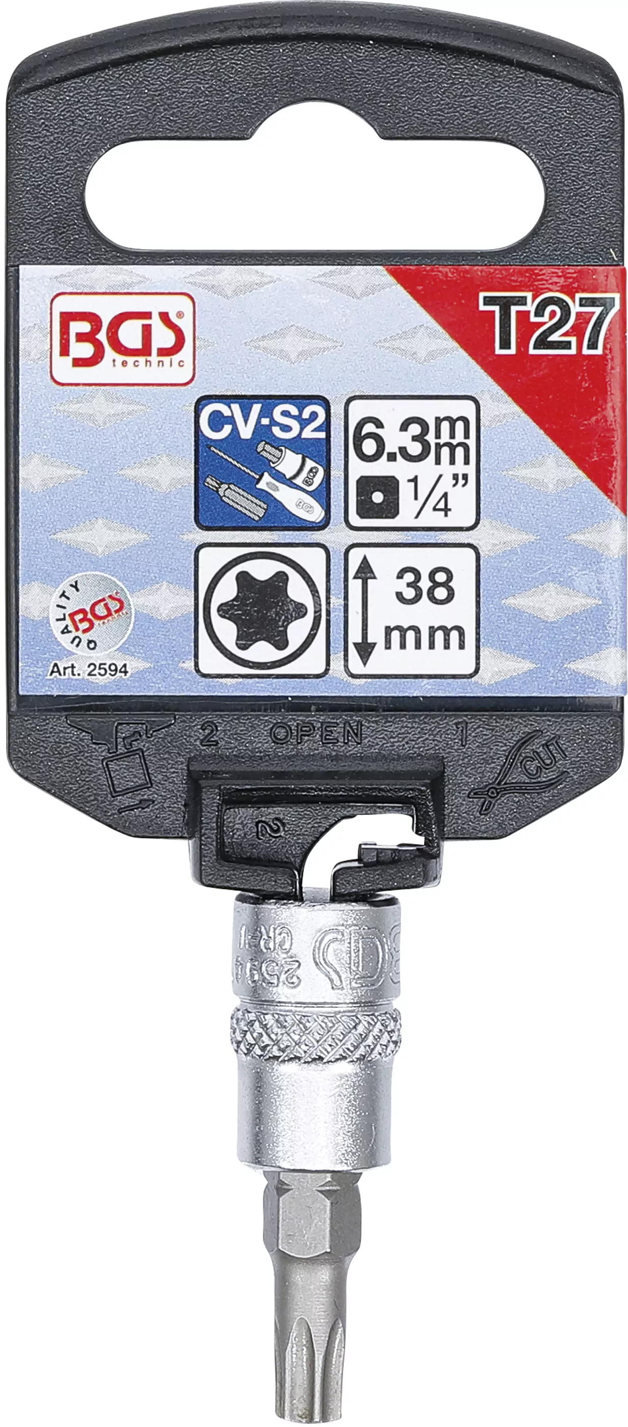 Bit-Einsatz | Antrieb Innenvierkant 6,3 mm (1/4") | T-Profil (für Torx) T27