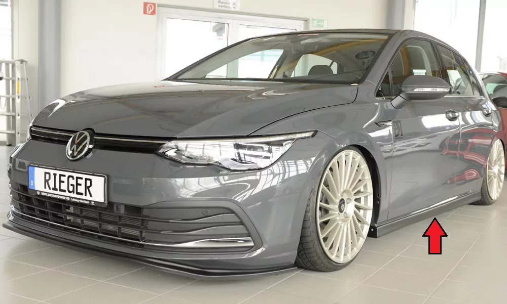 Rieger Seitenschweller rechts  (XS) glanz schwarz für VW Golf 8 GTI 5-tür. 08.20-03.24 (bis Facelift)