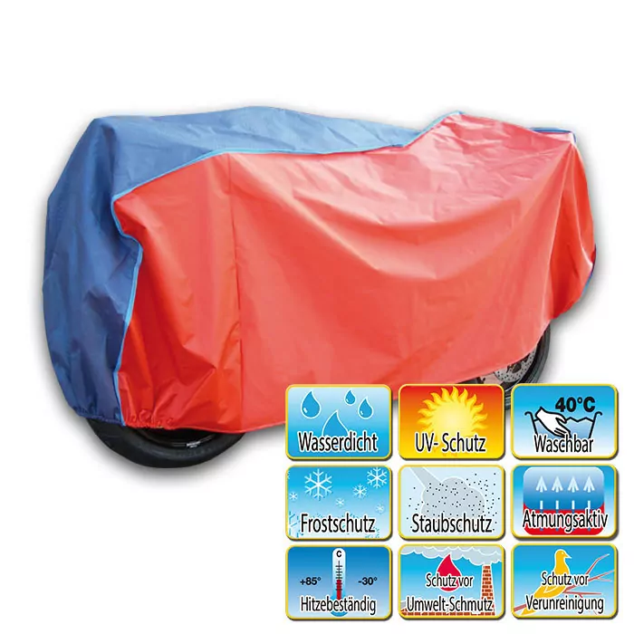Motorrad-Abdeckplane "Tropical" | Gr. S | rot/blau bis 350ccm