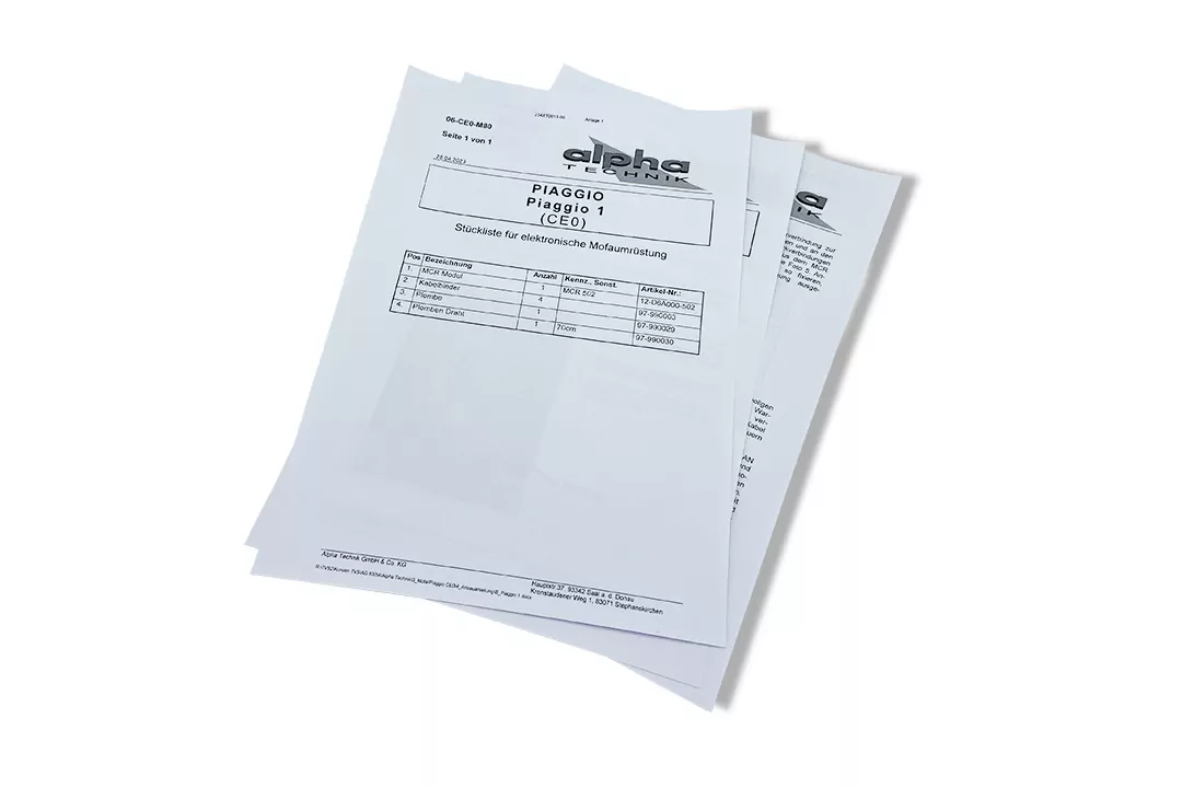 Drosselkit Mofa für Piaggio 1 Typ CE0 ab Modelljahr 2022